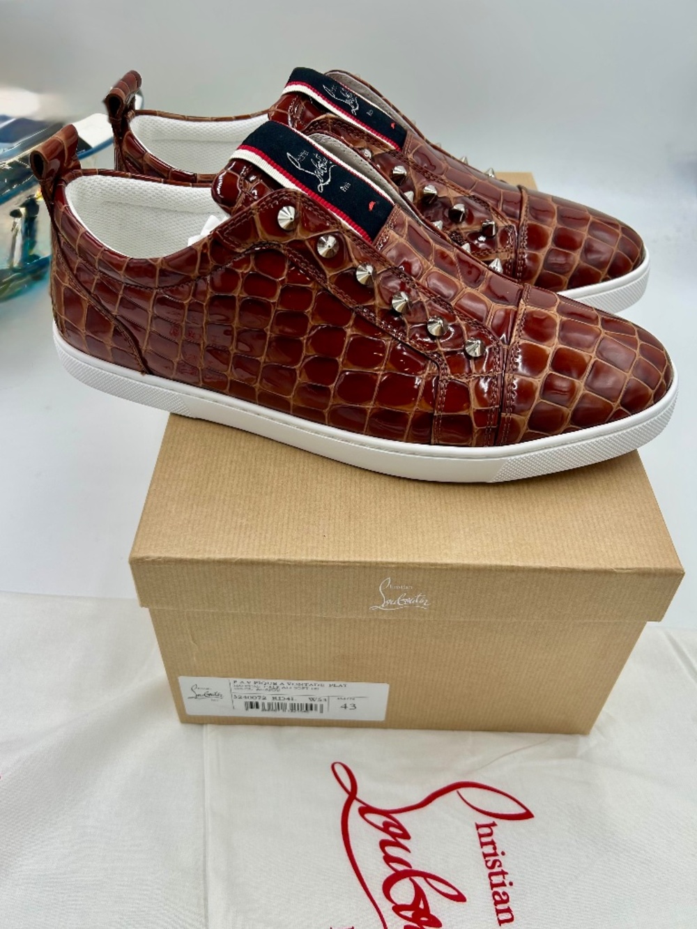 Christian Louboutin F.A.V. Fique A Vontade Low-Top Slip-On Sneakers.Size 43/10
